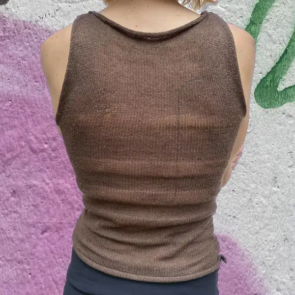 Back: the same top showing a rolled boat-neck collar.