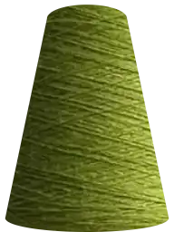 A cone of chartreuse yarn.