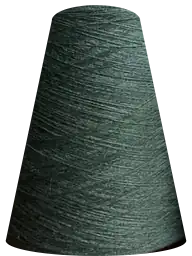 A cone of teal yarn.