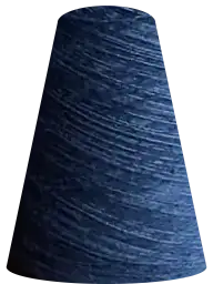 A cone of blue yarn.