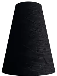 A cone of black yarn.