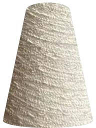 A cone of cream yarn.