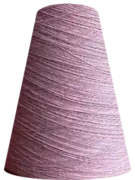 A cone of pale pink yarn.
