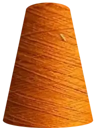 A cone of bright orange yarn.
