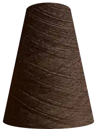 A cone of dark brown yarn.